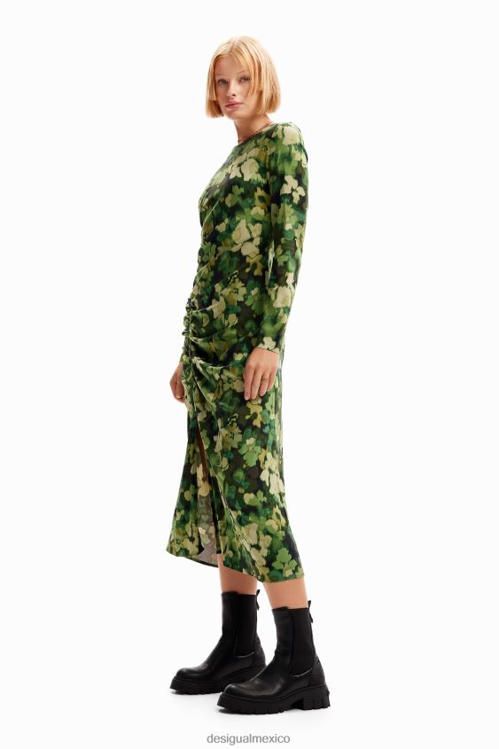 Desigual mujer vestido midi fruncido VZ26R085 ropa
