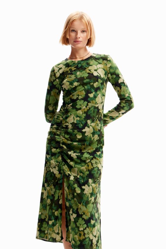 Desigual mujer vestido midi fruncido VZ26R085 ropa
