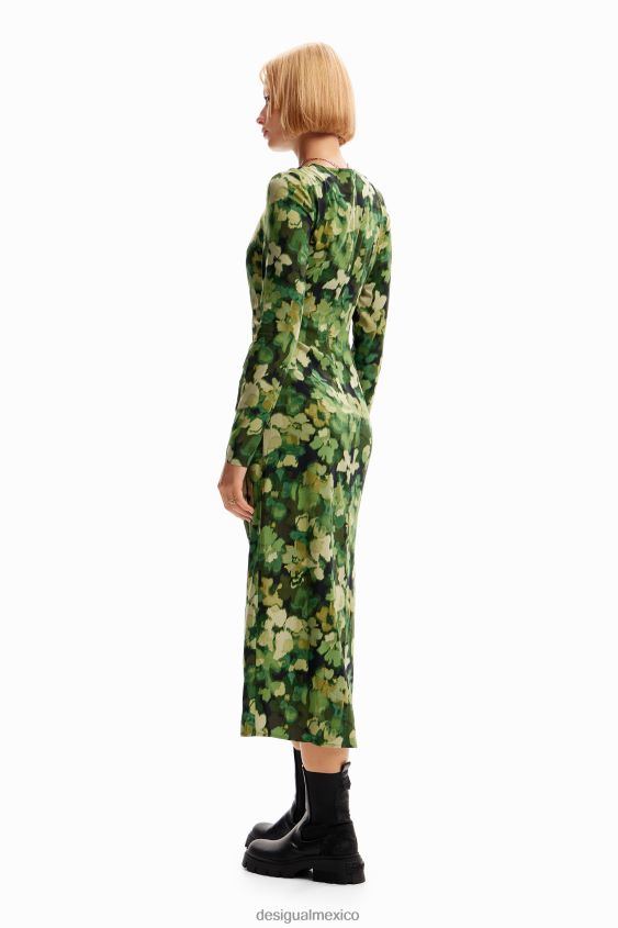 Desigual mujer vestido midi fruncido VZ26R085 ropa