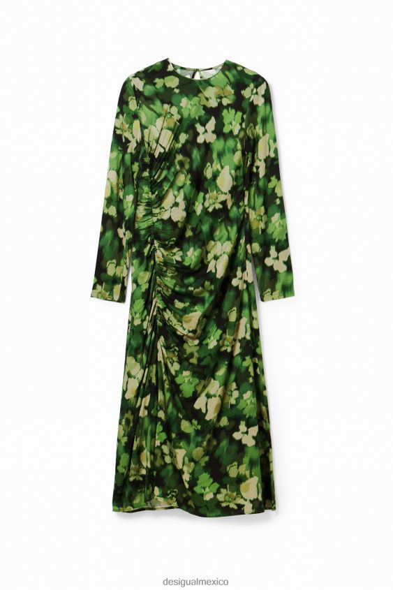 Desigual mujer vestido midi fruncido VZ26R085 ropa