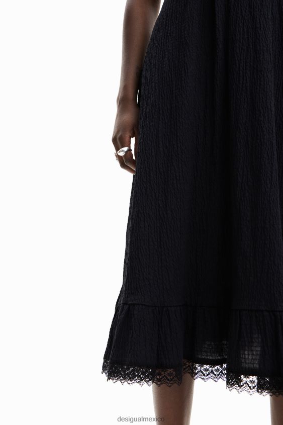 Desigual mujer vestido midi texturizado combinado VZ26R0309 ropa