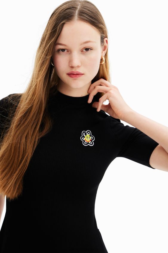Desigual mujer vestido skater corto con flores VZ26R0857 ropa