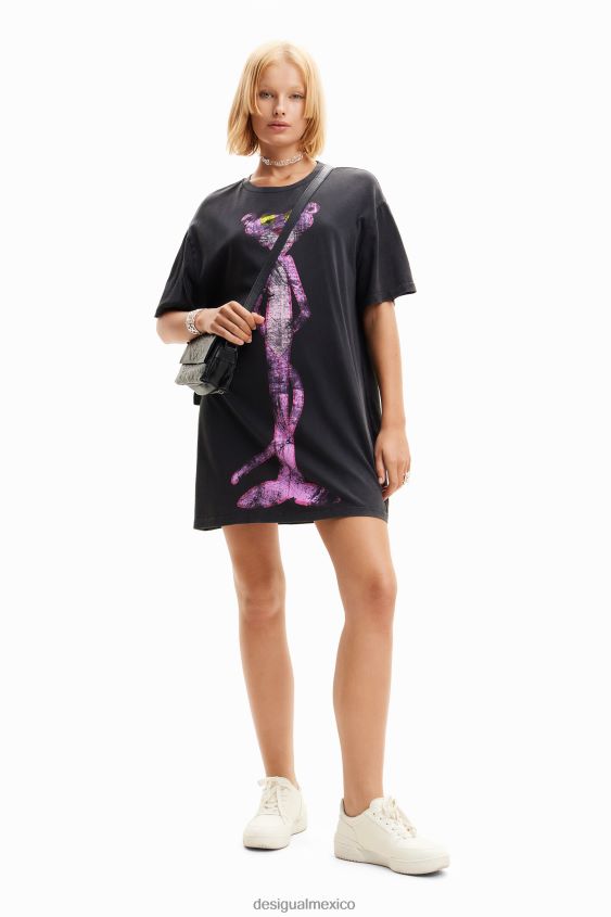 Desigual mujer vestido tipo camiseta con pantera rosa extragrande VZ26R0127 ropa