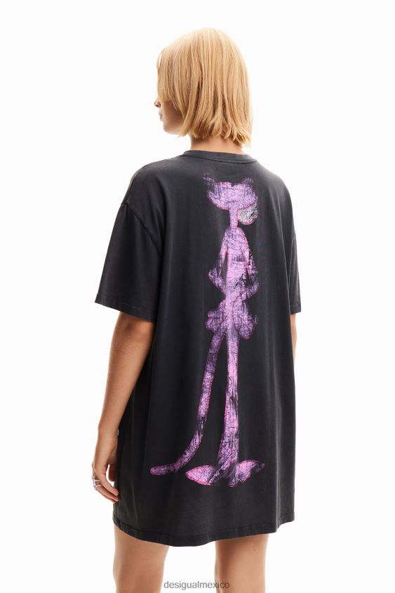 Desigual mujer vestido tipo camiseta con pantera rosa extragrande VZ26R0127 ropa