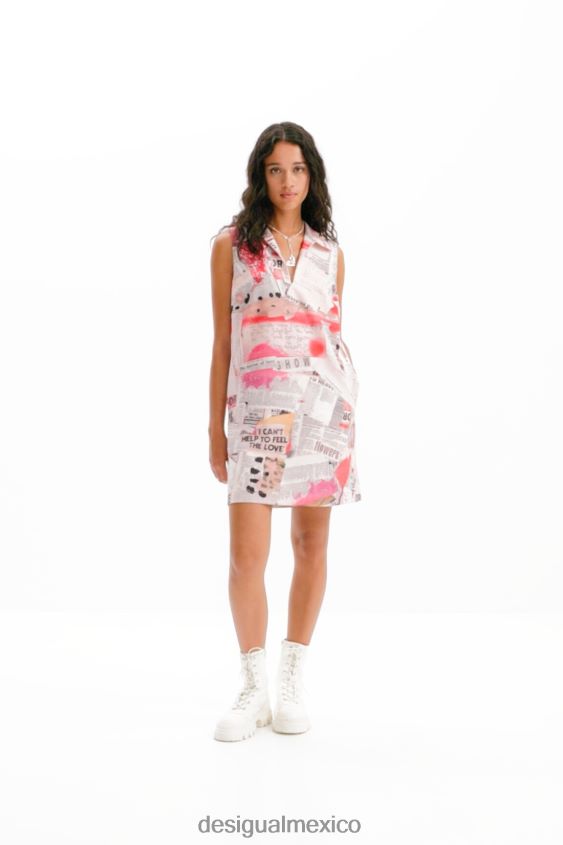 Desigual mujer vestido tipo polo de periódico VZ26R0100 ropa