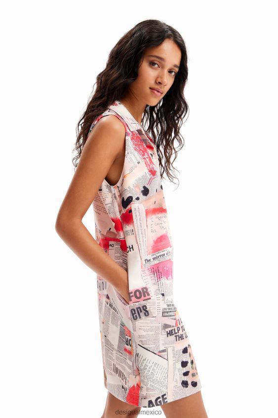 Desigual mujer vestido tipo polo de periódico VZ26R0100 ropa
