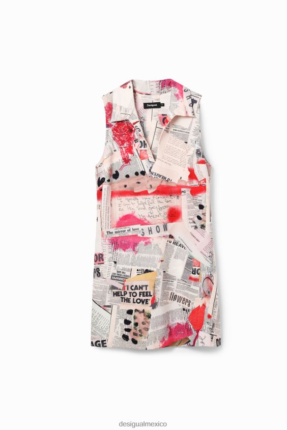 Desigual mujer vestido tipo polo de periódico VZ26R0100 ropa