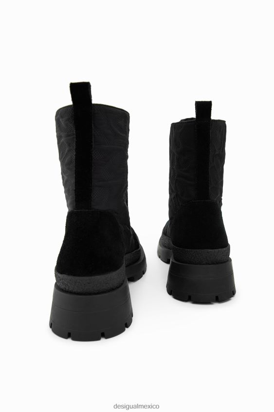 Desigual mujer botas con cordones y efecto de leopardo VZ26R0641 calzado