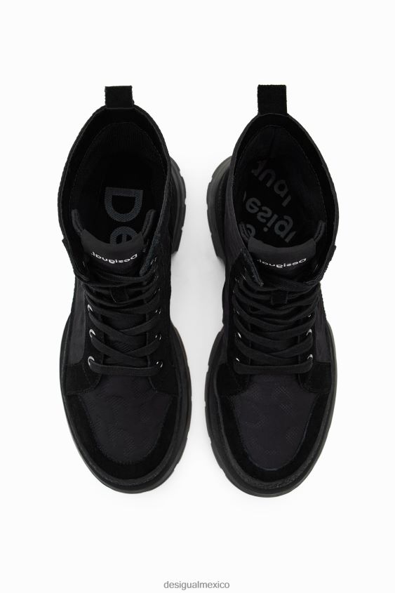 Desigual mujer botas con cordones y efecto de leopardo VZ26R0641 calzado