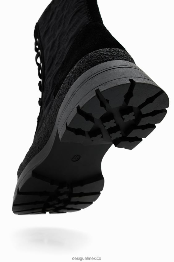 Desigual mujer botas con cordones y efecto de leopardo VZ26R0641 calzado