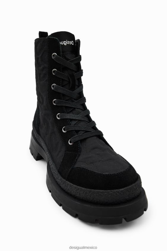 Desigual mujer botas con cordones y efecto de leopardo VZ26R0641 calzado