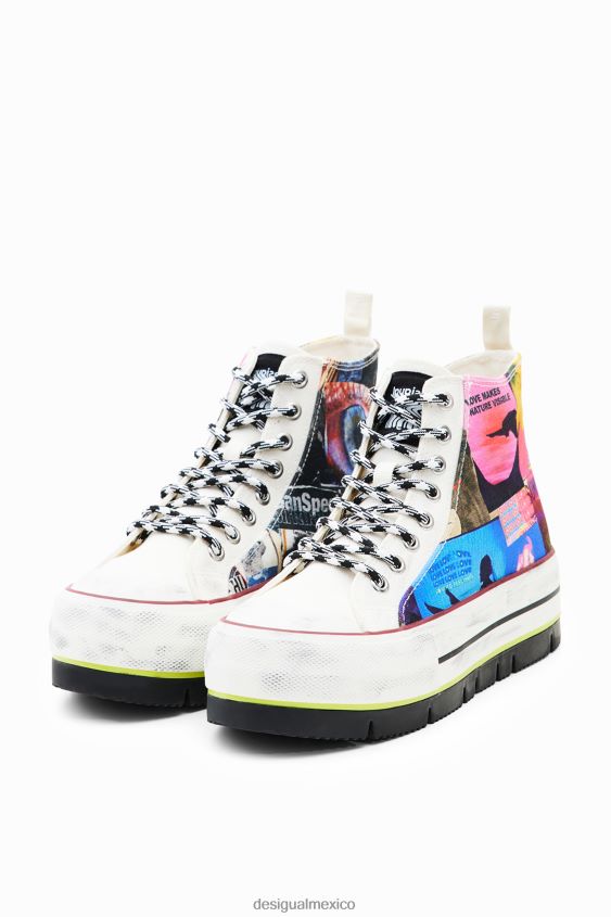 Desigual mujer tenis altos con plataforma y collage VZ26R01464 calzado