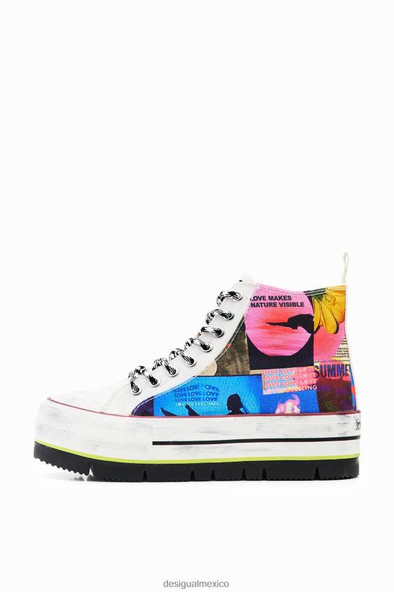Desigual mujer tenis altos con plataforma y collage VZ26R01464 calzado