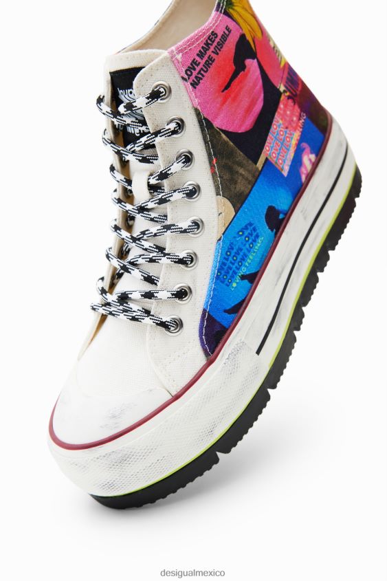 Desigual mujer tenis altos con plataforma y collage VZ26R01464 calzado