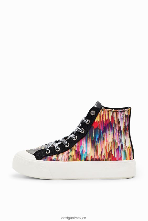 Desigual mujer zapatillas altas con diseño de patchwork VZ26R01494 calzado