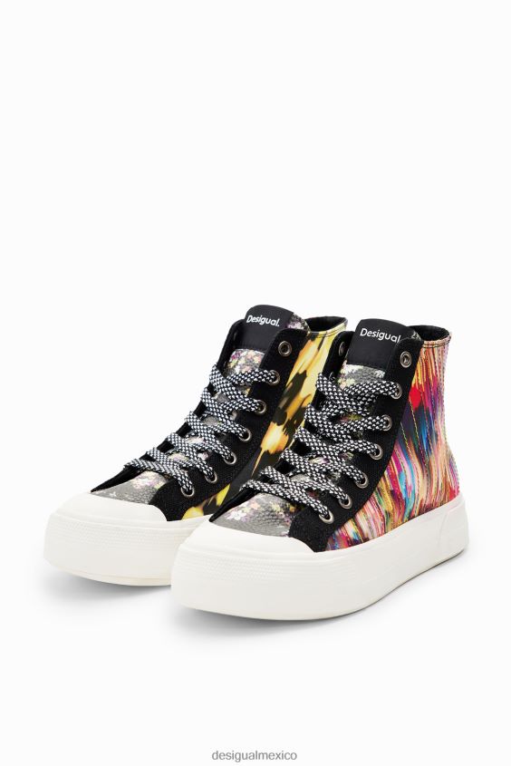Desigual mujer zapatillas altas con diseño de patchwork VZ26R01494 calzado