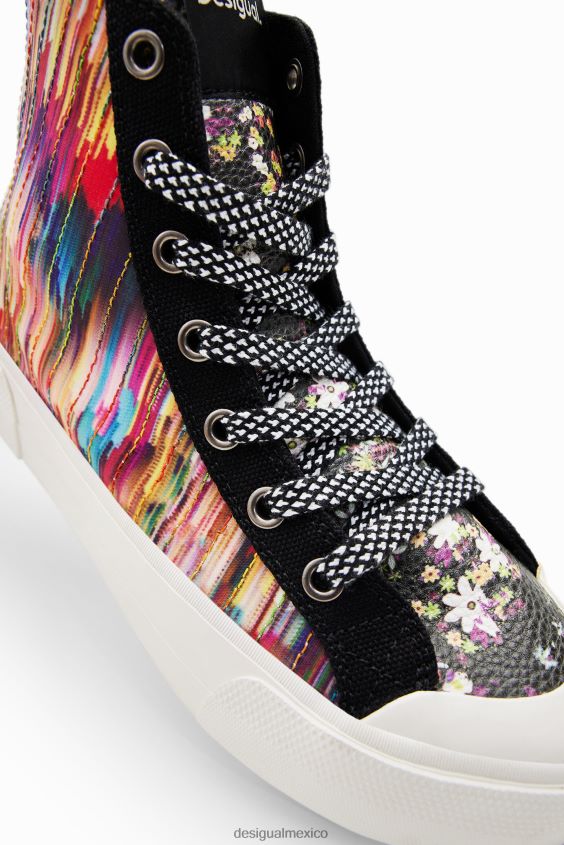 Desigual mujer zapatillas altas con diseño de patchwork VZ26R01494 calzado
