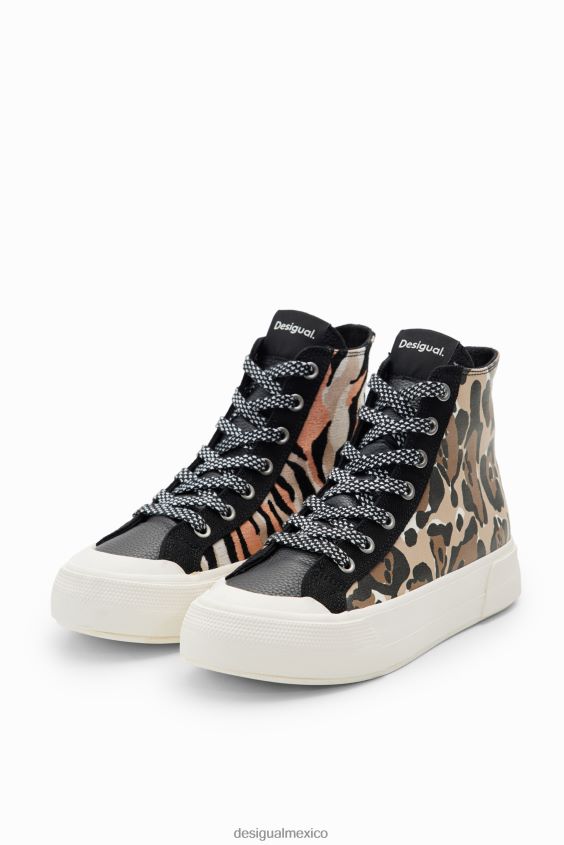 Desigual mujer zapatillas altas con estampado animal VZ26R01493 calzado