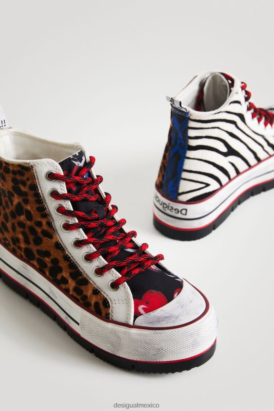 Desigual mujer zapatillas altas con plataforma y estampado animal VZ26R01473 calzado