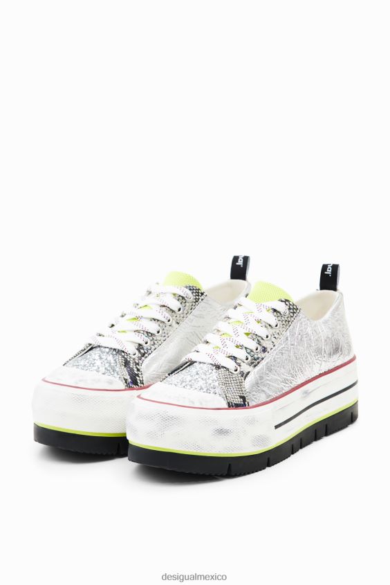Desigual mujer zapatillas bajas con plataforma y parche VZ26R01472 calzado