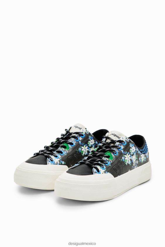 Desigual mujer zapatillas con plataforma y flores VZ26R01499 calzado