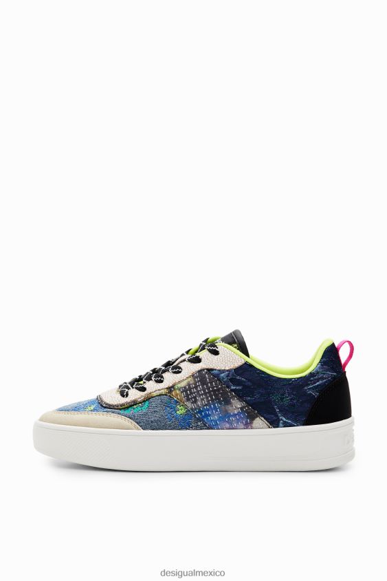 Desigual mujer zapatillas con plataforma y patchwork VZ26R01482 calzado
