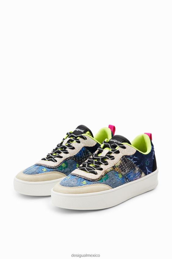 Desigual mujer zapatillas con plataforma y patchwork VZ26R01482 calzado