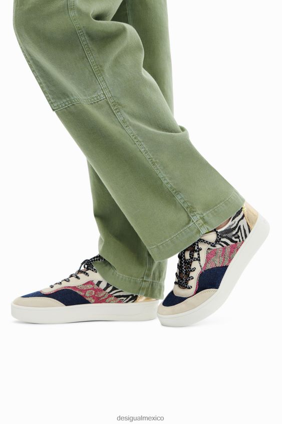 Desigual mujer zapatillas con plataforma y patchwork VZ26R01508 calzado