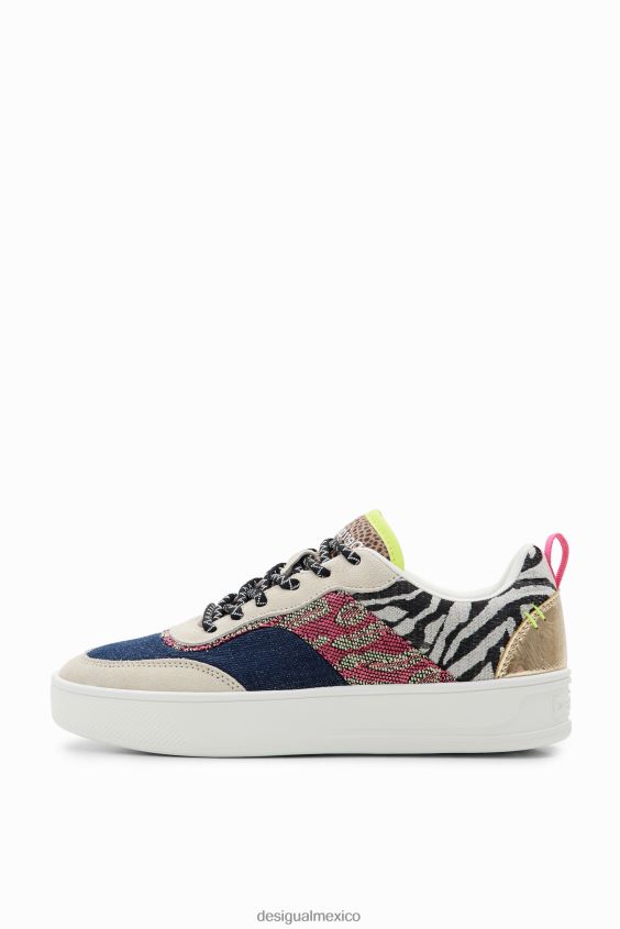 Desigual mujer zapatillas con plataforma y patchwork VZ26R01508 calzado