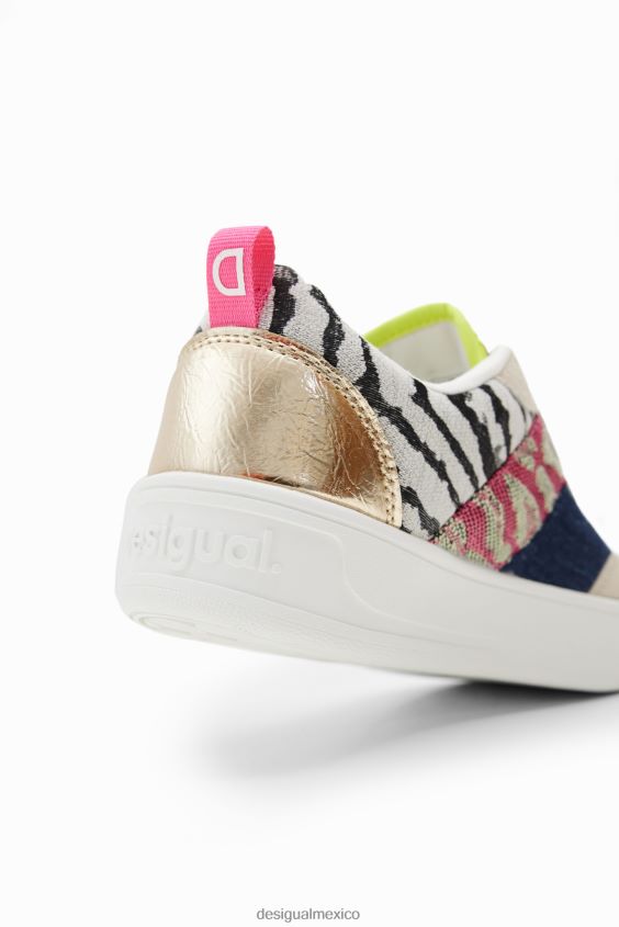 Desigual mujer zapatillas con plataforma y patchwork VZ26R01508 calzado