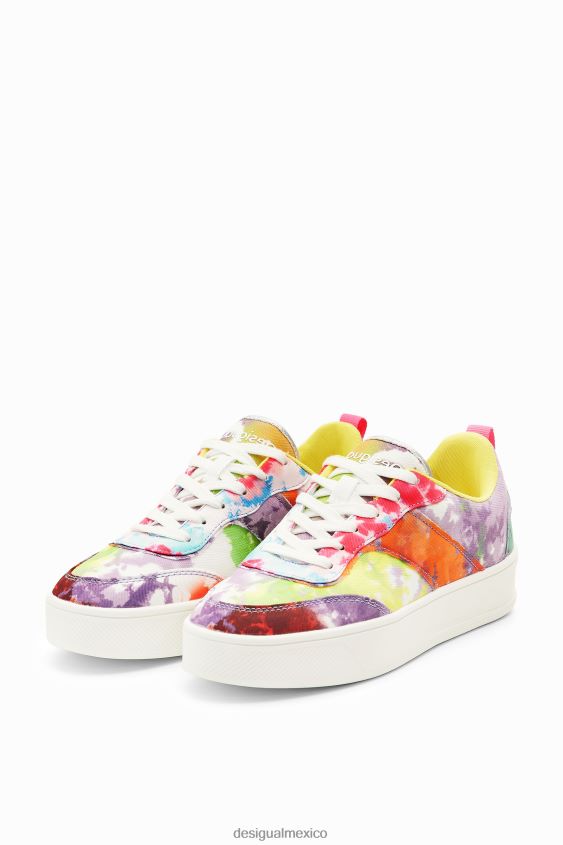 Desigual mujer zapatillas con plataforma y patchwork en acuarela VZ26R01503 calzado