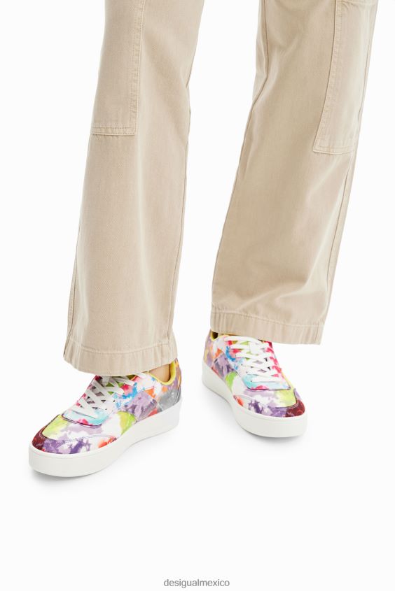 Desigual mujer zapatillas con plataforma y patchwork en acuarela VZ26R01503 calzado