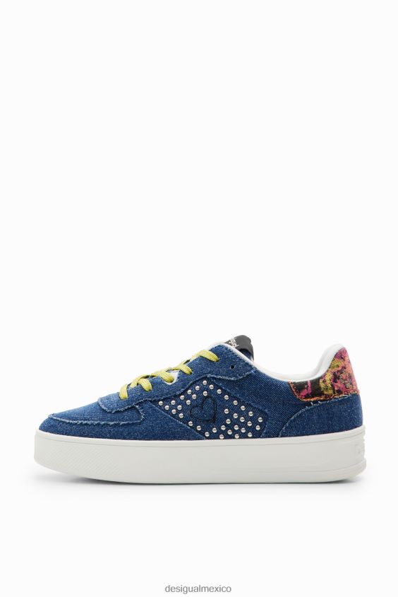Desigual mujer zapatillas de mezclilla con plataforma y corazón VZ26R01491 calzado