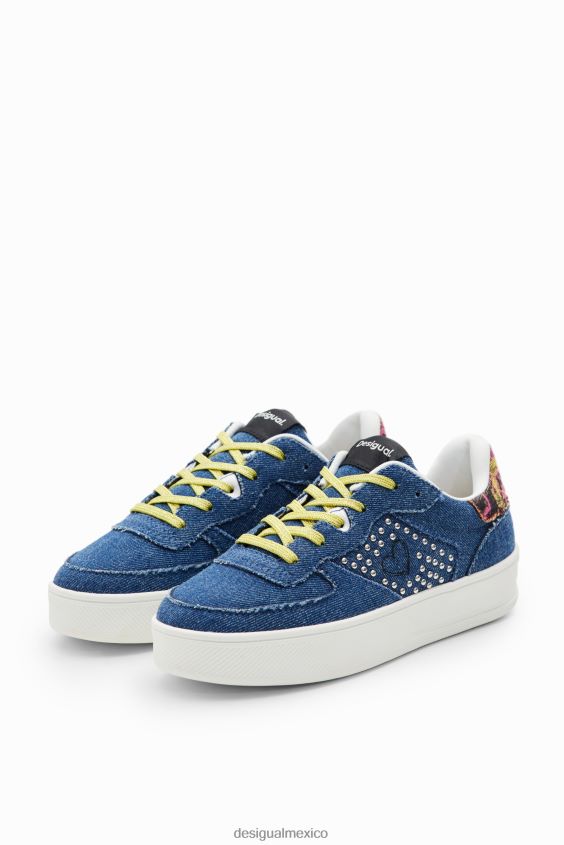 Desigual mujer zapatillas de mezclilla con plataforma y corazón VZ26R01491 calzado
