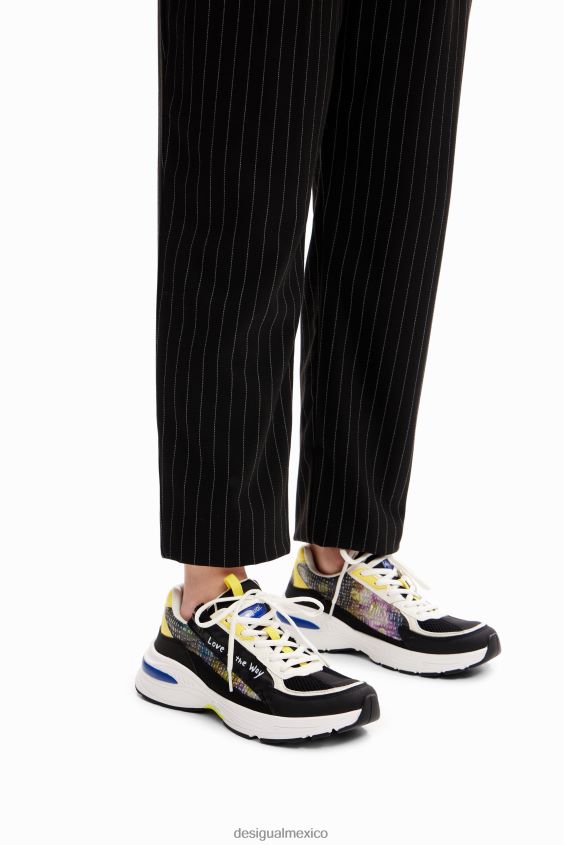Desigual mujer zapatillas deportivas con patchwork y cremallera VZ26R01490 calzado