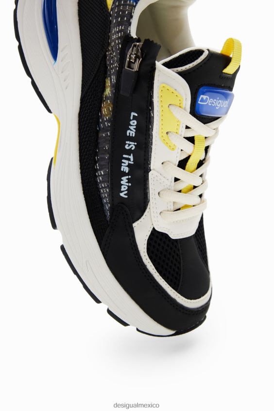 Desigual mujer zapatillas deportivas con patchwork y cremallera VZ26R01490 calzado