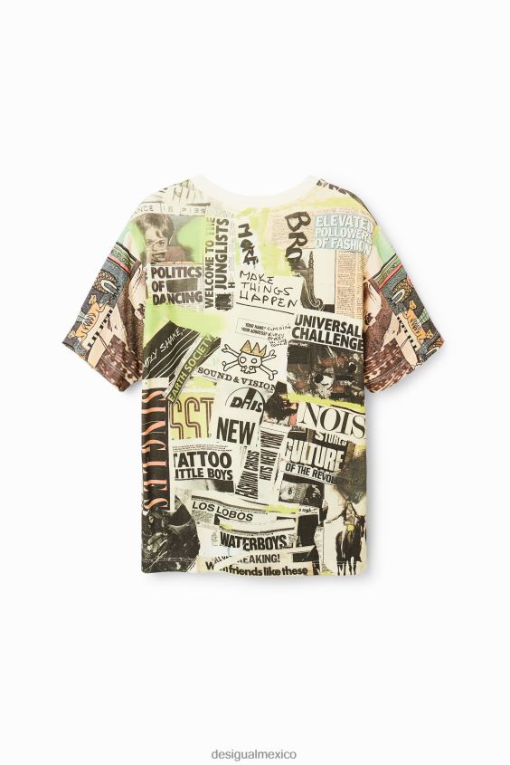 Desigual chico camiseta de manga corta con estampado de periódico VZ26R01781 ropa