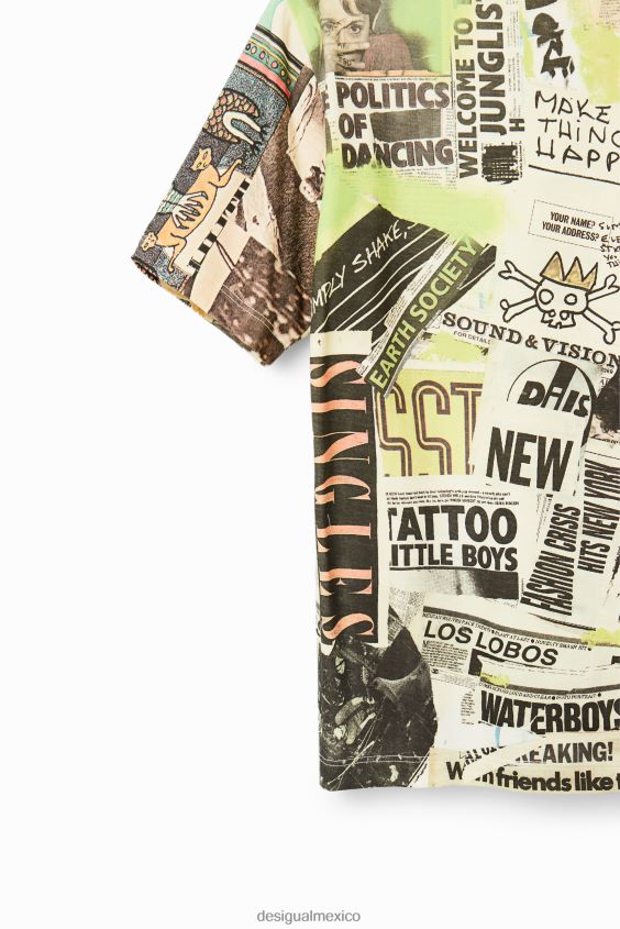 Desigual chico camiseta de manga corta con estampado de periódico VZ26R01781 ropa