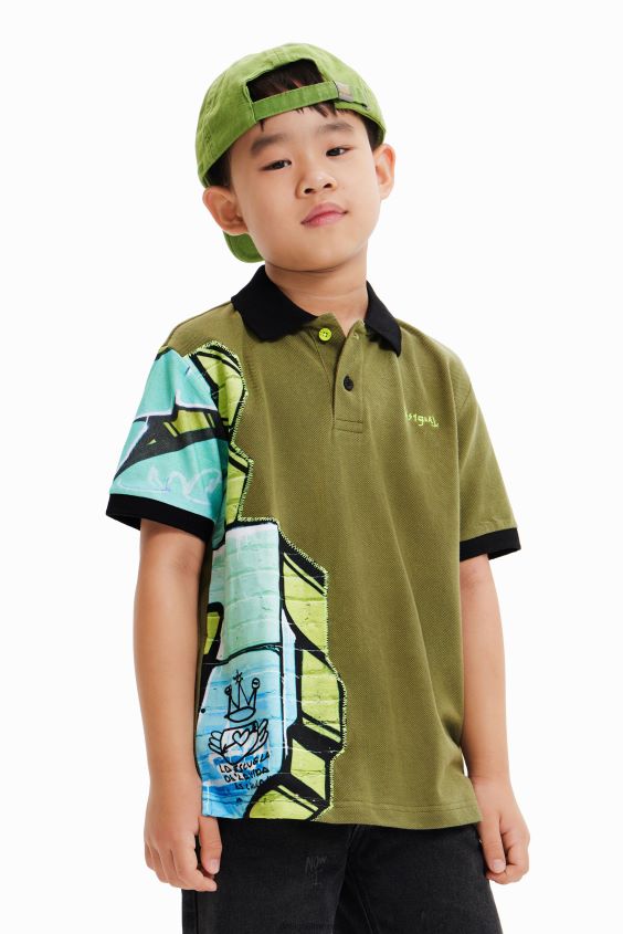Desigual chico playera tipo polo con grafiti VZ26R01795 ropa