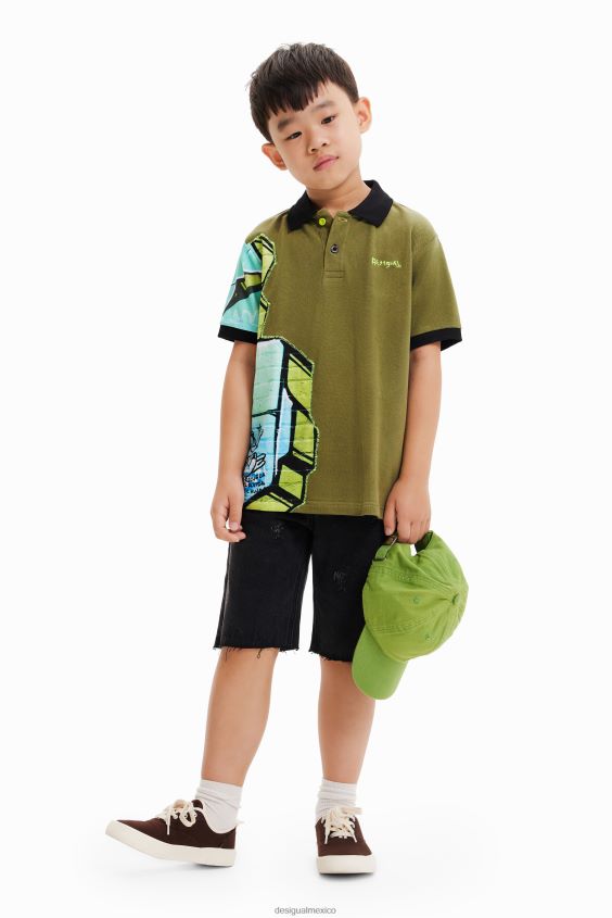 Desigual chico playera tipo polo con grafiti VZ26R01795 ropa