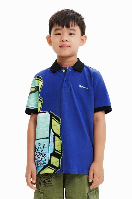 Desigual chico playera tipo polo con grafiti VZ26R01823 ropa