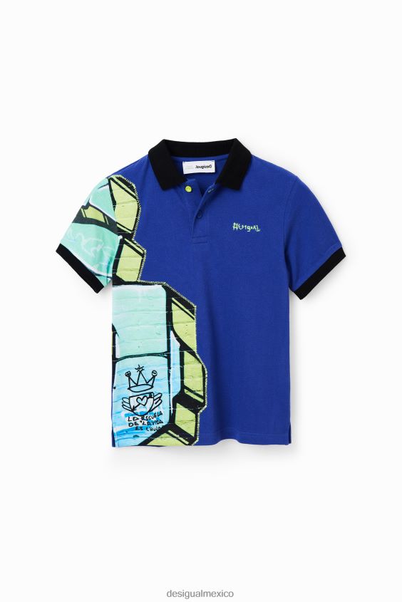 Desigual chico playera tipo polo con grafiti VZ26R01823 ropa