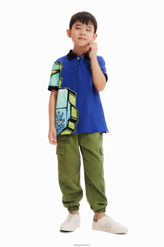 Desigual chico playera tipo polo con grafiti VZ26R01823 ropa