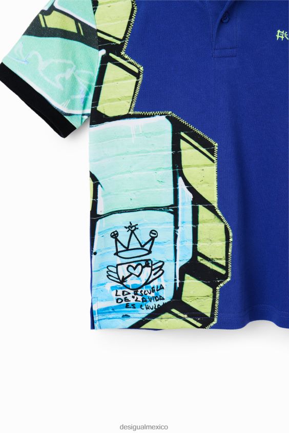 Desigual chico playera tipo polo con grafiti VZ26R01823 ropa
