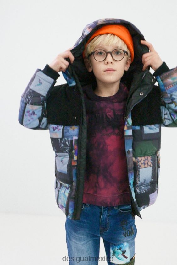 Desigual chico chaqueta acolchada con collage de fotos VZ26R01765 ropa