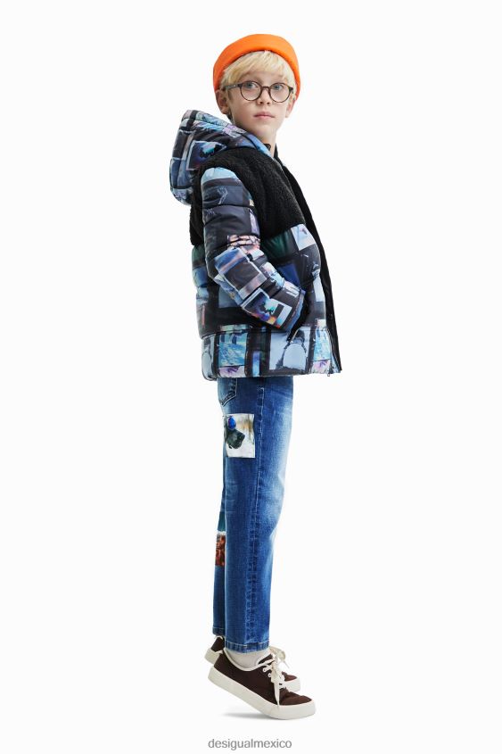 Desigual chico chaqueta acolchada con collage de fotos VZ26R01765 ropa